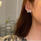 Bow Glass Alloy Earring 1 Pair - Silver & Transparent White - One Size