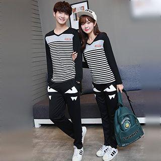 Couple Matching Long-sleeve Striped T-shirt