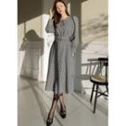 Houndstooth Coatdress With Belt Check - One Size
