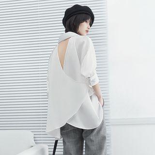 Cutout-back Satin Blouse
