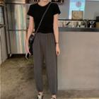 Short-sleeve Front Knot T-shirt / Cropped Harem Pants