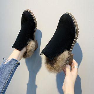 Faux Suede Block-heel Ankle Snow Boots