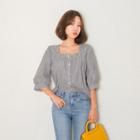 Square-neck Striped Blouse