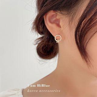 Rhinestone Stud Earring 1 Pair - 925 Silver - As Shown In Figure - One Size