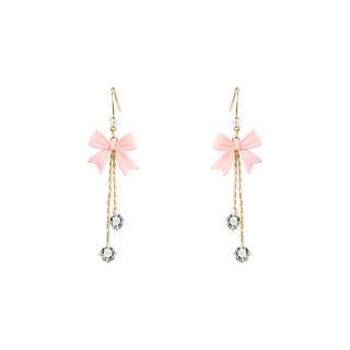 Bow Rhinestone Dangle Earring 1 Pair - Classic Hook Earring - One Size