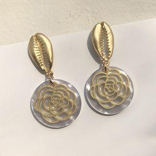 Perforated Camellia Drop Earring 1 Pair - Earrings - One Size