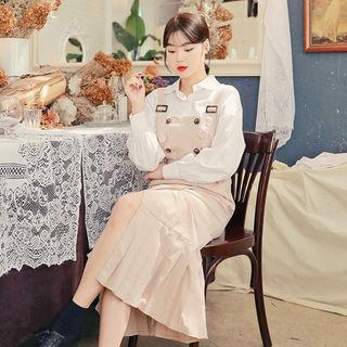 Pleated Sleeveless Long Trench Dress