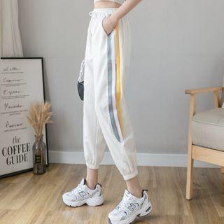 Contrast Trim Mesh Panel Cropped Sweatpants