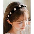 Faux-pearl Velvet Hair Band Black - One Size
