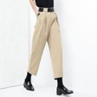Pleated Tapered Ankle Pants With Belt