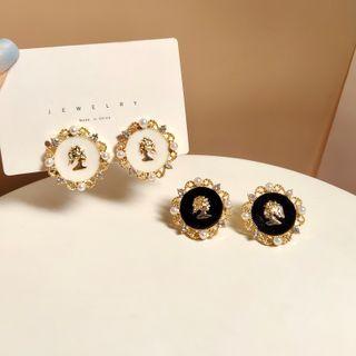 Sterling Silver Faux Peal Stud Earring / Clip-on Earring