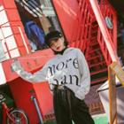 Letter Print Knit Hoodie