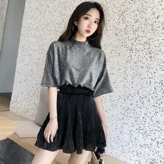 Set: Elbow-sleeve T-shirt + A-line Mini Skirt