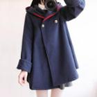Double-breasted Hooded Cape Coat