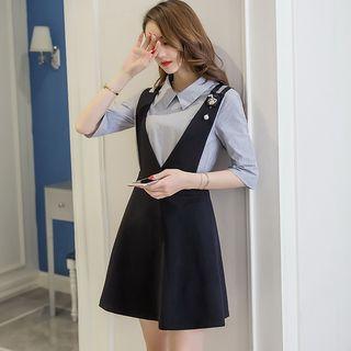 Set: 3/4-sleeve Blouse + Jumper Skirt
