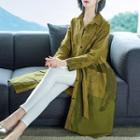 Drawstring Waist Printed Shirt Jacket