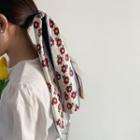 Floral Print Narrow Scarf Hair Tie Maroon Floral - White - One Size