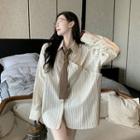 Striped Shirt With Tie / Ripped Sweater