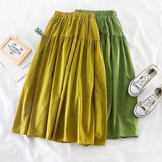 Plain High-waist Midi Dress