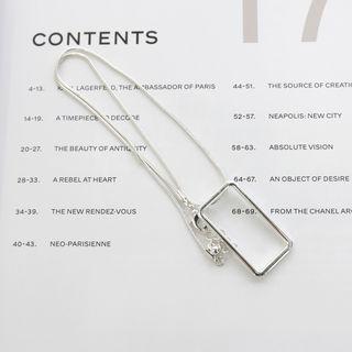 Rectangle-pendant Necklace Silver - One Size