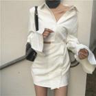 Cutout Long-sleeve Slim-fit Shirtdress