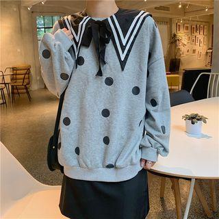 Detachable Sailor Collar Dotted Pullover