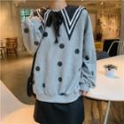 Detachable Sailor Collar Dotted Pullover