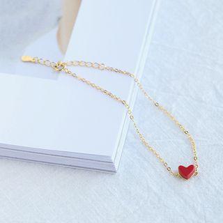925 Sterling Silver Heart Bracelet Gold - One Size