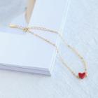 925 Sterling Silver Heart Bracelet Gold - One Size