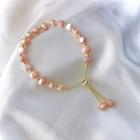 Freshwater Pearl Bracelet 2326 - Pink & Gold - One Size