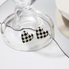 Heart Checker Alloy Earring E4606 - 1 Pair - Check - Black & White - One Size