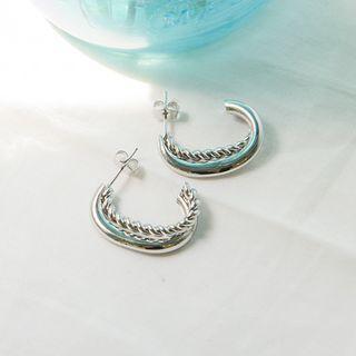 Chain Hoop Earrings Silver - One Size