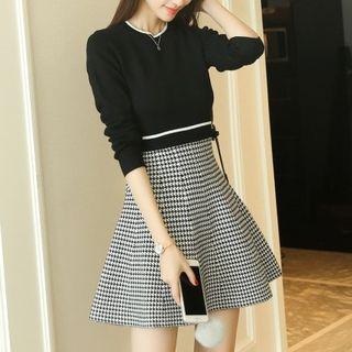 Houndstooth Mini Sweater Dress