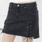 Lace-up Denim Skort