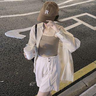 Plain Shirt / Spaghetti Strap Top / Wide-leg Shorts