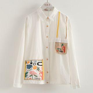 Cartoon Print Panel Shirt