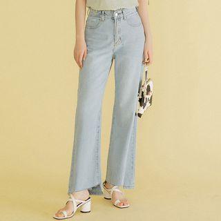 Asymmetric-hem High-waist Jeans