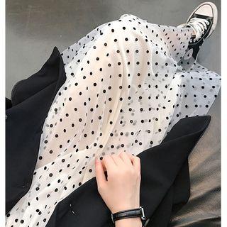 Dotted Midi A-line Mesh Skirt