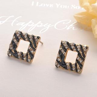 Zebras Square Earring  Gold - One Size