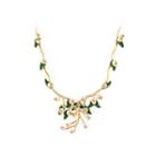 Fashion And Elegant Plated Gold Enamel Leaves Imitation Pearl Necklace Golden - One Size