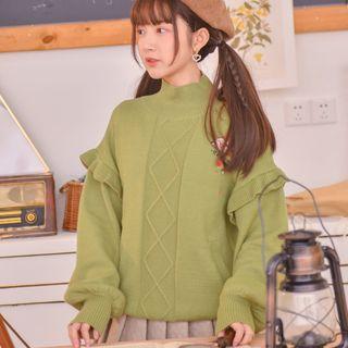 Hedgehog Embroidered Mock Neck Sweater