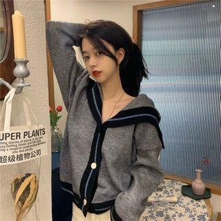 Sailor Collar Cardigan As Shown In Figure - One Size