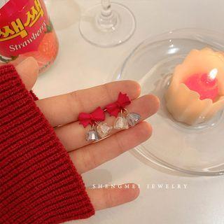 Bow Bell Stud Earring 1 Pair - Red - One Size