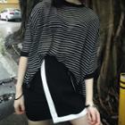 Contrast Trim Wrap Front A-line Skirt