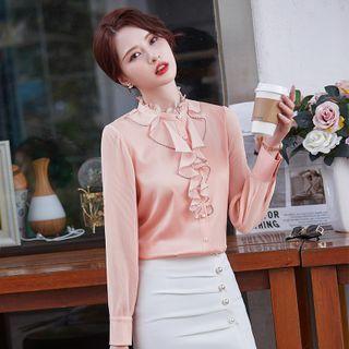 Ruffle Blouse / High-waist Pencil Skirt
