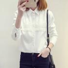Fleece-lined Fray Trim Shirt