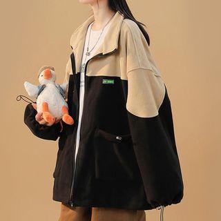 Two Tone Oversized Fleece Jacket
