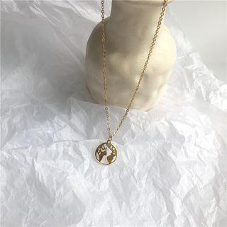 Alloy World Map Pendant Necklace As Shown In Figure - One Size