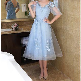 Floral Applique Cocktail Dress / Evening Gown