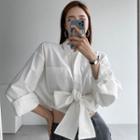 Long Sleeve Lace-up Crop Shirt